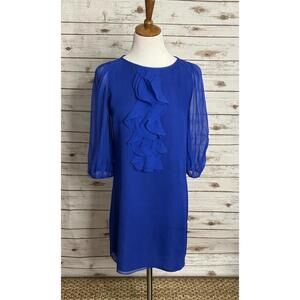 tibi elegant royal blue silk mini shift cocktail dress Size 6